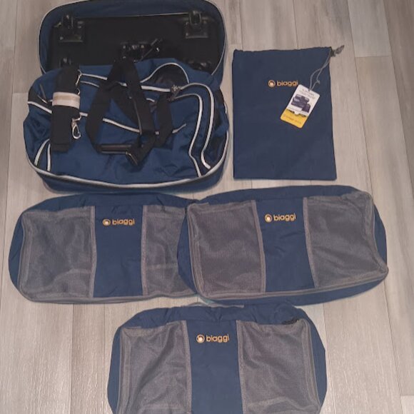 Biaggi Zipsak Boost Expandable Under Seat Carry-on & XL Packing Cubes NAVY/GRAY - Picture 1 of 16